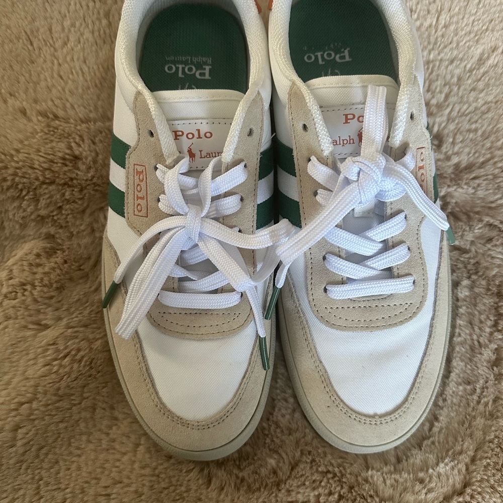 Polo Ralph Lauren White and Green Sneakers